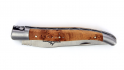 Couteau Laguiole pliant 12 cm manche en Genévrier, mitres inox brossées.