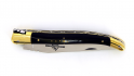 couteau Laguiole pliant 12 cm manche en Corne de vache Aubrac, mitres laiton polies.