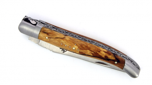 Laguiole 12 cm double platine - Hêtre de l'Aubrac
