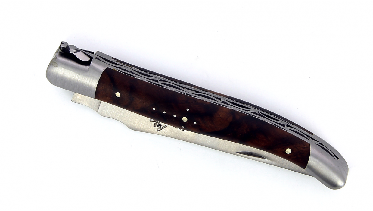 Laguiole double platine 12 cm - Manche en Noyer