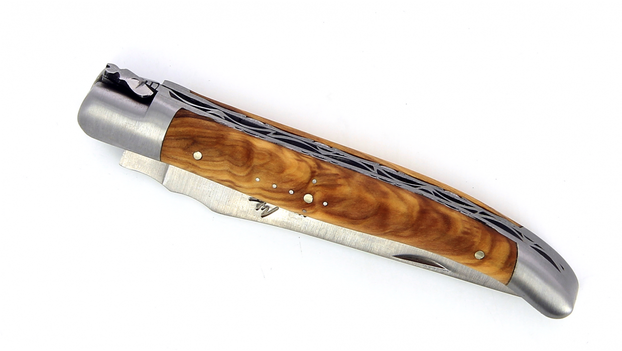 Laguiole double platine 12 cm - Manche en Olivier