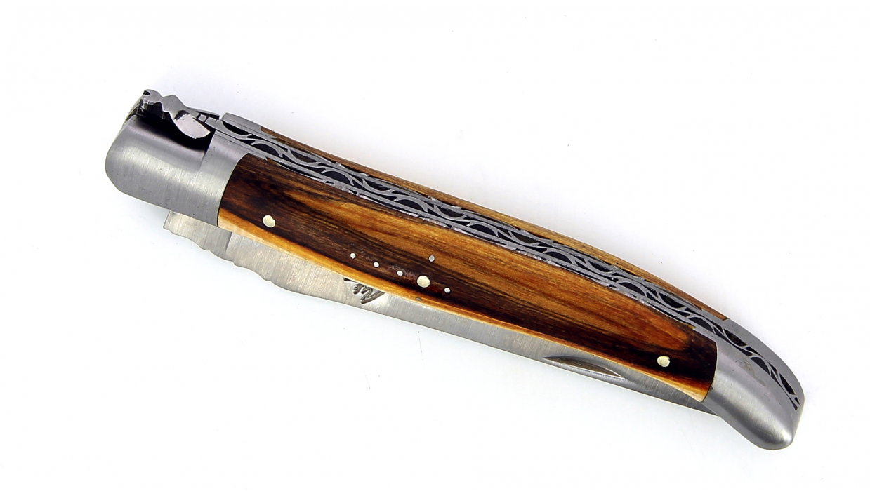 Couteau de Laguiole double platine 12 cm - Manche en Pistachier