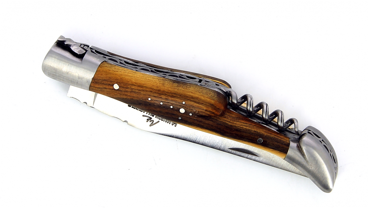 Laguiole double platine 12 cm - Tire-Bouchon - Manche en Pistachier