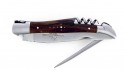 Couteau Laguiole pliant 12 cm avec tire-bouchon et poinçon,
Manche en hêtre de l'Aubrac, mitres inox brossées.