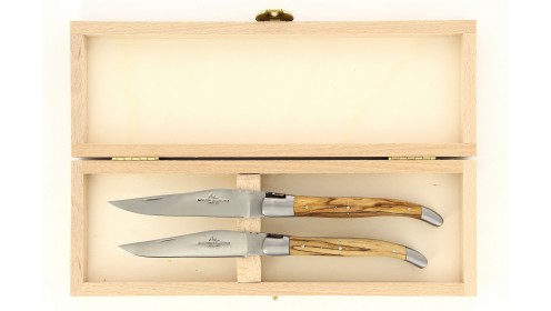 Coffret duo, couteaux Laguiole, abeille forgée 11 cm et 12 cm