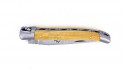 Couteau de Laguiole pliant, 10 cm, mitres en inox brossé, manche en genévrier.
