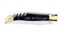 Couteau Laguiole pliant 12 cm, avec tire-Bouchon manche en Corne de vache Aubrac, mitres laiton poli.