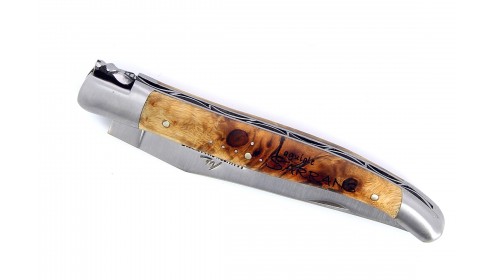SERIE LIMITEE - Laguiole 12 cm abeille forgée Bois de Sarrans en Peuplier