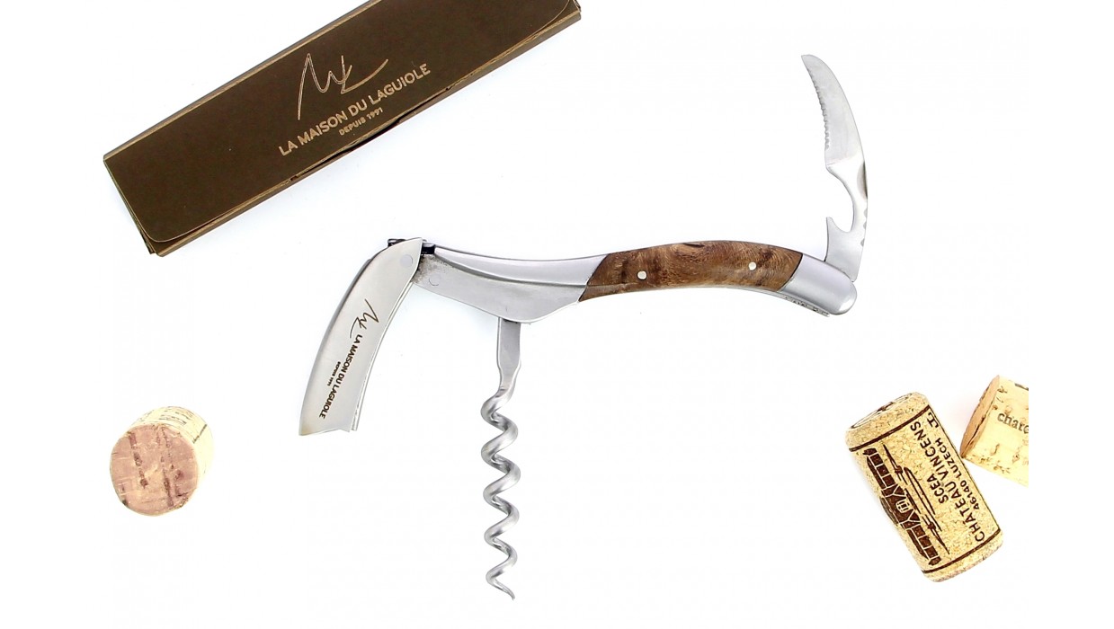 Sommelier Laguiole, finition brossée, fabrication artisanale