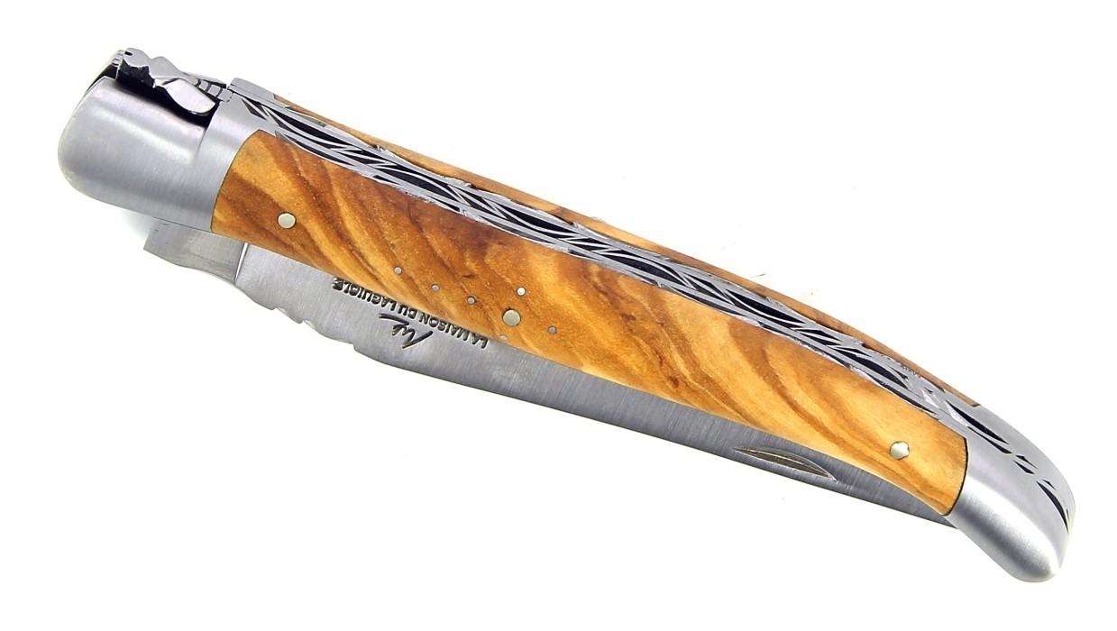 Laguiole double platine 13 cm - Manche en Olivier