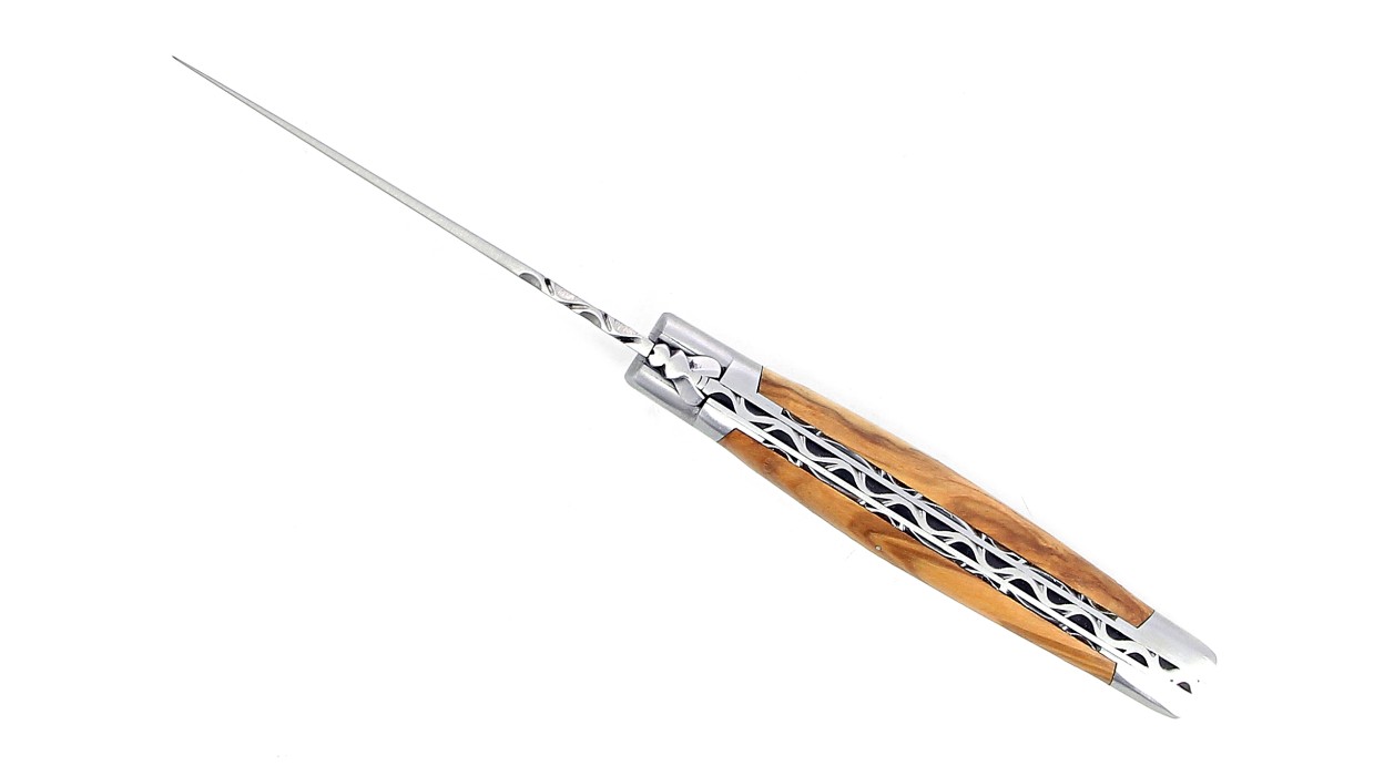 Laguiole double platine 12 cm - Manche en Olivier