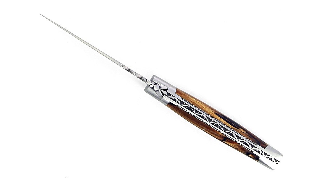 Laguiole double platine 12 cm - Manche en Hêtre de l'Aubrac