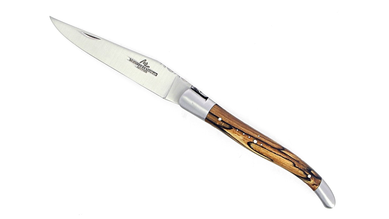 Laguiole double platine 12 cm - Manche en Hêtre de l'Aubrac