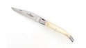 Couteau de Laguiole pliant, 11 cm, abeille et ressort forgés, ciselés main, mitres en inox brossé, manche en os.