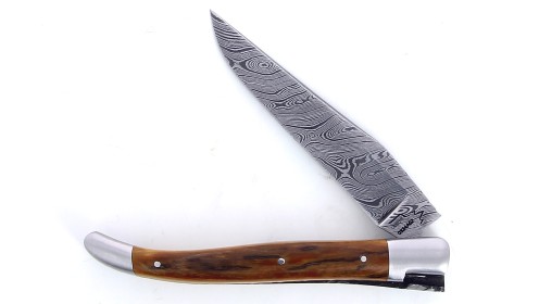 Couteau Laguiole 12 cm - Ivoire de Mammouth - Lame Damas