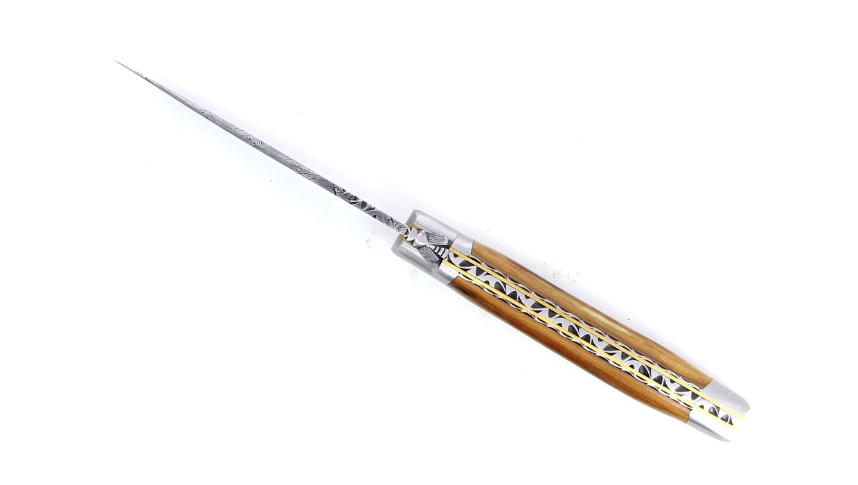 Couteau Laguiole 12 cm - Ivoire de Mammouth - Lame Damas