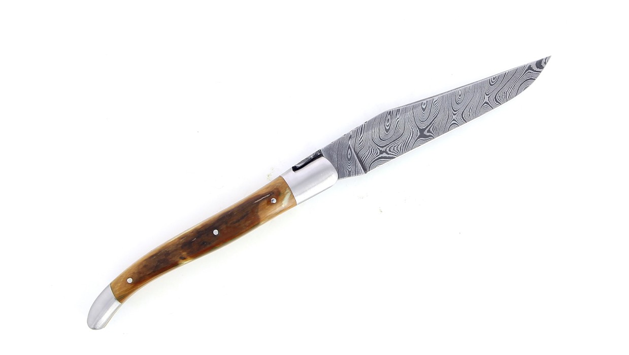 Couteau Laguiole 12 cm - Ivoire de Mammouth - Lame Damas