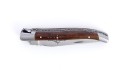 Couteau de Laguiole pliant, 10 cm, abeille et ressort forgés, ciselés main, mitres en inox brossé, manche en Noyer.