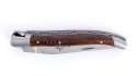 Couteau de Laguiole pliant, 13 cm, abeille et ressort forgés, ciselés main, mitres en inox brossé, manche en Noyer.