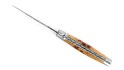 Couteau pliant Laguiole 13 cm, mitres inox, double platine en genévrier, lame damas