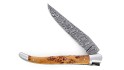 Couteau pliant Laguiole 13 cm, mitres inox, double platine en genévrier, lame damas