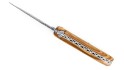 Couteau Laguiole chasse, manche en olivier, lame Damas carbone