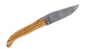 Couteau Laguiole chasse, manche en olivier, lame Damas carbone