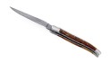 Couteau pliant Laguiole 13 cm, mitres inox brossé, double platine en hêtre de l'Aubrac, lame damas carbone.