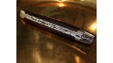 Couteau Laguiole 12 cm double platine avec mitres en inox brossé, platine double inox laiton, et manche corne de vache Aubrac